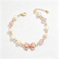 Pink Bow Pearl Charm Bracelet