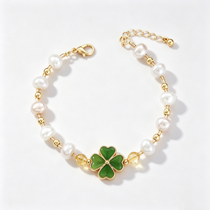 Lucky Clover Pearl Bracelet