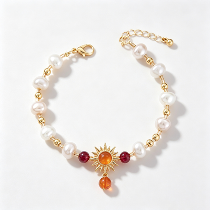 Sunburst Amber Pearl Bracelet