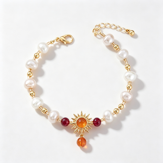 Sunburst Amber Pearl Bracelet