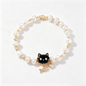 Black Cat Pearl Charm Bracelet