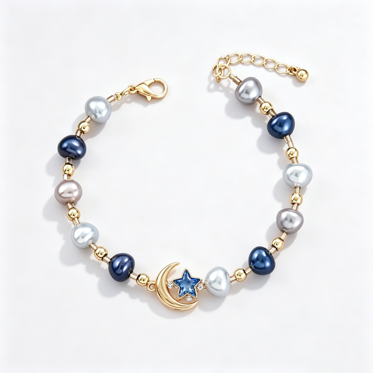 Midnight Star Moon Pearl Bracelet